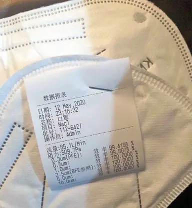 KN95 mask and a receipt